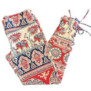 NWOT Chaser Patterned Leggings, Red, Blue, Cream, Women's Size Medium